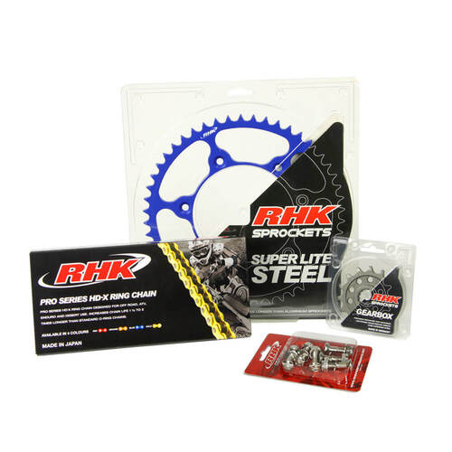 RHK Husaberg Gold HD-X Ring Chain & Blue Super Lite Steel Sprocket Kit