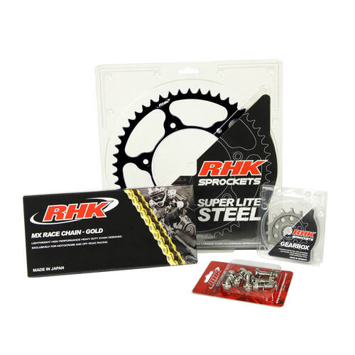 RHK KTM 125 EXC 1995-2019 (14/49) Gold MX Chain & Black Super Lite Steel Sprocket Kit