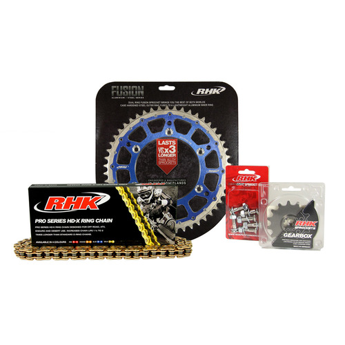 RHK Husaberg Gold HD-X Ring Chain & Blue Fusion Sprocket Kit