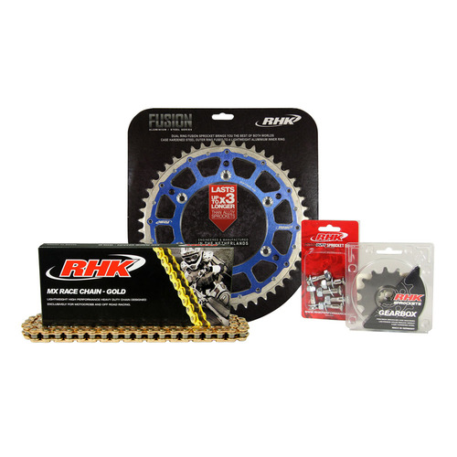 RHK Yamaha Gold MX Chain & Blue Fusion Sprocket Kit
