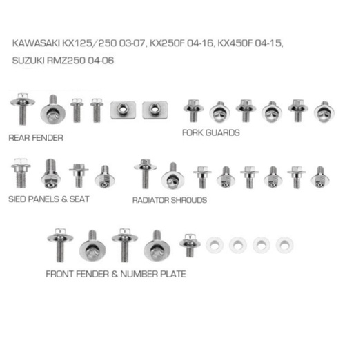 RHK Kawasaki KX 250 2003-2007 Plastic Fastener Kits