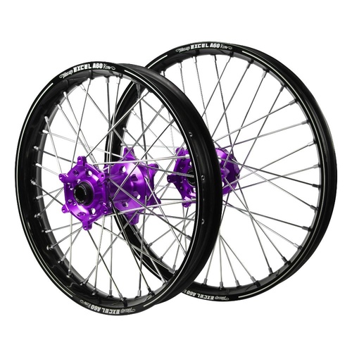 Gas Gas SM Pro Purple Hubs / A60 Black Rims Wheel Set MC 300 2021-2025 (21*1.60 / 18*2.15)