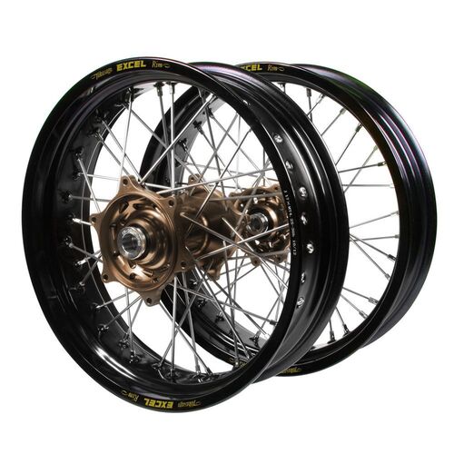 Gas Gas SM Pro Magnesium Hubs / Excel Black Rims Dirt Track Wheel Set MC 125 2021-2025 (19*2.15 / 19*2.50)