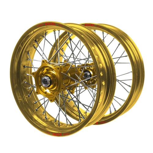 Kawasaki SM Pro Gold Hubs / Excel Gold Rims Dirt Track Wheel Set KX 125 2006-2008 (19*2.15 / 19*2.50)