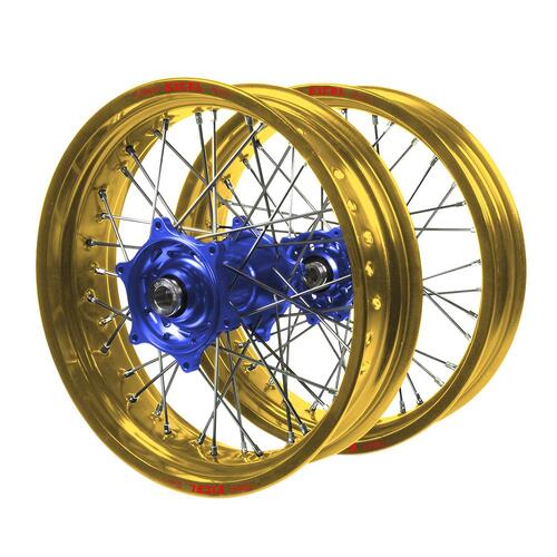 Sherco SM Pro Blue Hubs / Excel Gold Rims Dirt Track Wheel Set 500 SEF 2005-2023 (19*2.15 / 19*2.50)