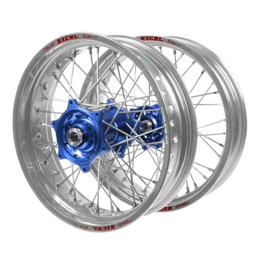 Sherco SM Pro Blue Hubs / Excel Silver Rims Dirt Track Wheel Set 500 SEF 2005-2023 (19*2.15 / 19*2.50)