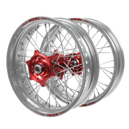 Beta SM Pro Red Hubs / Excel Silver Rims Dirt Track Wheel Set RR 125 2018-2025 (19*2.15 / 19*2.50)