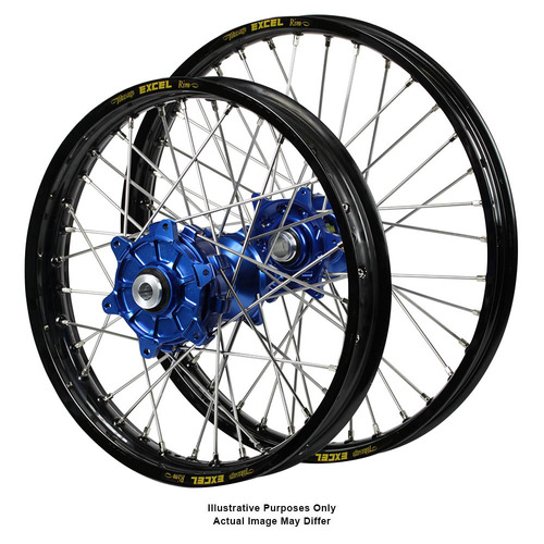 BMW F800 Adventure SM Pro Blue Hubs / Excel Black Rims Wheel Set F 800 GS 2006-2018 (17*3.50 / 17*4.25)