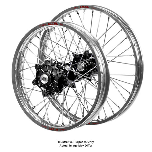 BMW F800 Adventure SM Pro Black Hubs / Excel Silver Rims Wheel Set