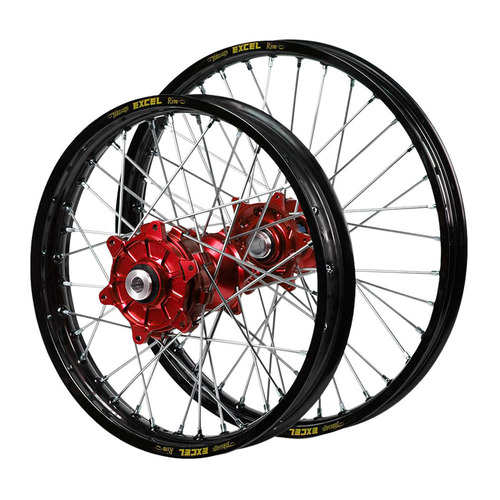 Honda Adventure SM Pro Red Hubs / Excel Black Rims Wheel Set