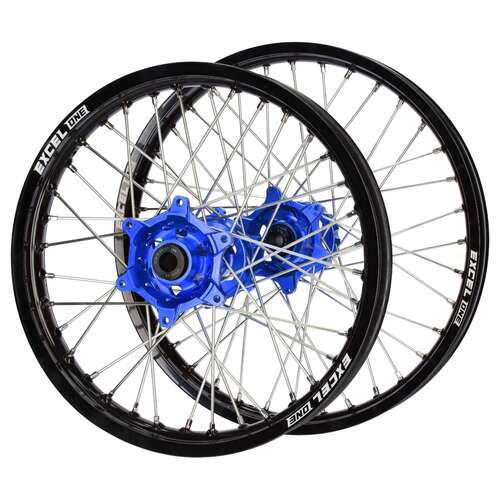 Sherco SM Pro Blue Hubs / Excel ONE Black Rims Wheel Set 500 SEF 2019-2025 (21*1.6 / 18*2.15 OE)