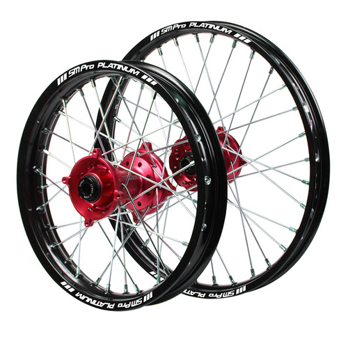 Honda SM Pro Red Hubs / SM Pro Platinum Junior Black Rims Wheel Set CR 80 R 1996-2007 (17*1.40 / 14*1.60)