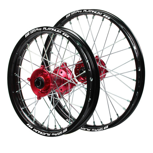Honda SM Pro / Platinum Junior MX Black Rim / Red Hub Wheel Set