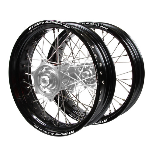 Honda SM Pro Silver Hubs / SM Pro Platinum Black Rims Dirt Track Wheel Set