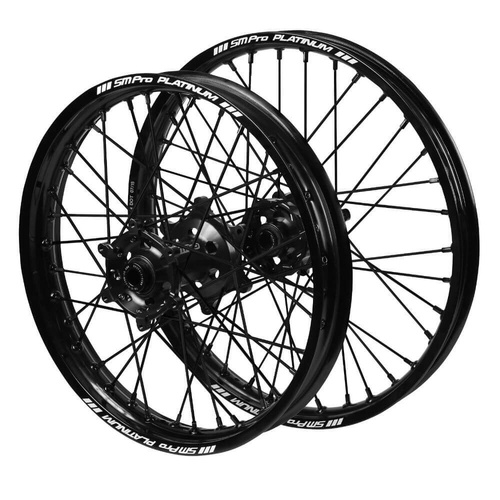 Triumph TF 250 E 2026 (21*1.60 / 18*2.15 OE) SM Pro Black Hubs / SM Pro Platinum Black Rims / Black Nipples / Black Spokes Wheel Set