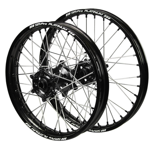 Triumph TF 250 E 2026 (21*1.60 / 18*2.15 OE) SM Pro Black Hubs / SM Pro Platinum Black Rims / Black Nipples Wheel Set