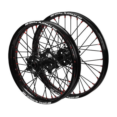 Gas Gas SM Pro Black Hubs / SM Pro Platinum Black Rims / Red Nipples / Black Spokes Wheel Set