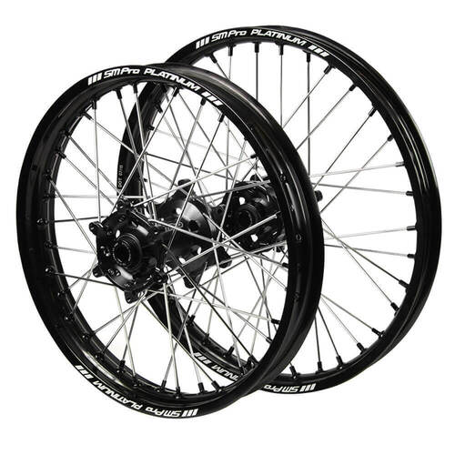 Gas Gas SM Pro Black Hubs / SM Pro Platinum Black Rims / Black Nipples Wheel Set EC 250 2021-2025 (21*1.6 / 18*2.15 OE)