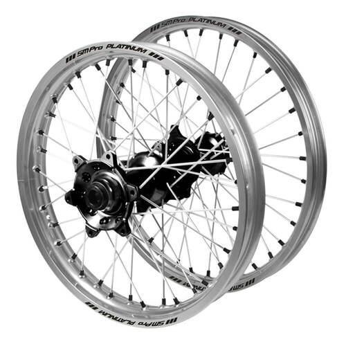 Husaberg SM Pro Black Hubs / SM Pro Platinum Silver Rims / Black Nipples Wheel Set
