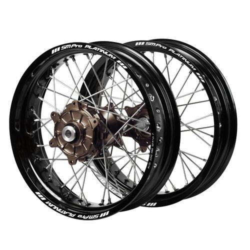 Gas Gas SM Pro Magnesium Hubs / SM Pro Platinum Black Rims Dirt Track Wheel Set MC 125 2021-2025 (19*2.15 / 19*2.50)