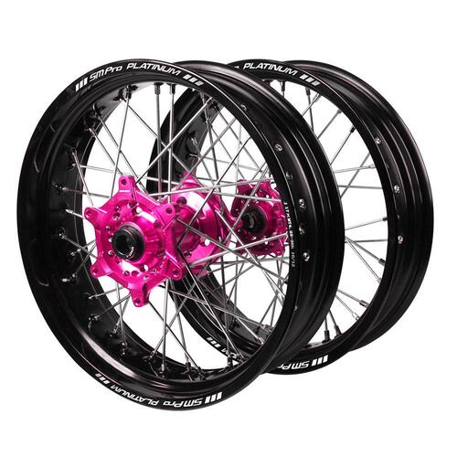 Gas Gas SM Pro Pink Hubs / SM Pro Platinum Black Rims Dirt Track Wheel Set MC 125 2021-2025 (19*2.15 / 19*2.50)