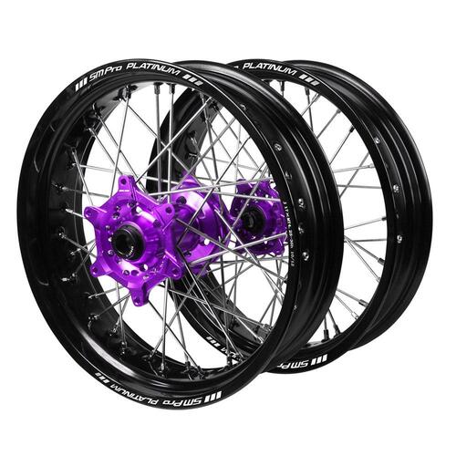 Gas Gas SM Pro Purple Hubs / SM Pro Platinum Black Rims Dirt Track Wheel Set MC 125 2021-2025 (19*2.15 / 19*2.50)