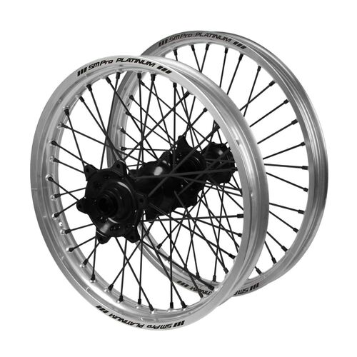 Yamaha SM Pro Black Hubs / SM Pro Platinum Silver Rims / Black Nipples / Black Spokes Wheel Set YZ 125 X 2020-2025 (21*1.6 / 18*2.15 OE)