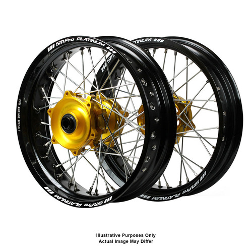 Suzuki DR650 Adventure SM Pro Gold Hubs / SM Pro Platinum Black Rims Wheel Set