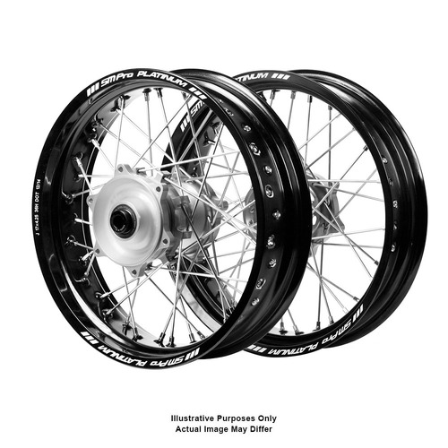 Suzuki DR650 Adventure SM Pro Silver Hubs / SM Pro Platinum Black Rims Wheel Set