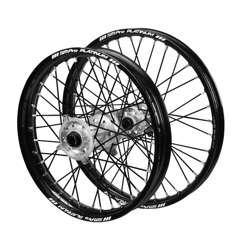 Gas Gas SM Pro Silver Hubs / SM Pro Platinum Junior Black Rims / Black Spokes Wheel Set