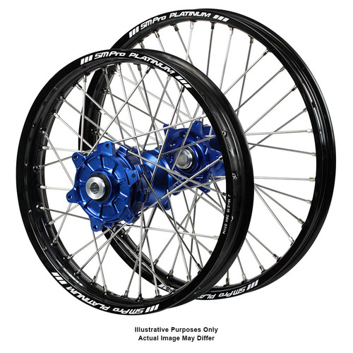 BMW F800 Adventure SM Pro Blue Hubs / SM Pro Platinum Black Rims Wheel Set
