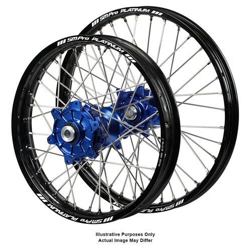 BMW F800 Adventure SM Pro Blue Hubs / SM Pro Platinum Black Rims Wheel Set F 800 GS 2006-2018 (17*3.50 / 17*4.25)