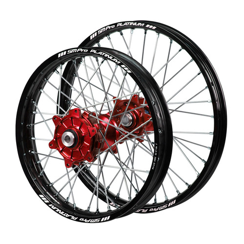 Honda Adventure SM Pro Red Hubs / SM Pro Platinum Black Rims Wheel Set