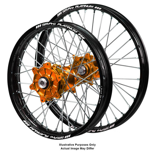 KTM Adventure SM Pro Orange Hubs / SM Pro Platinum Black Rims Wheel Set