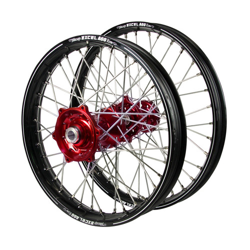Honda Talon / Excel A60 SNR MX Black Rims / Red Hubs Wheel Set