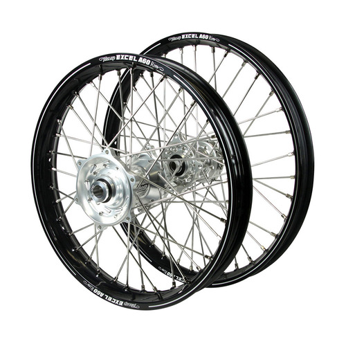 Honda Talon / Excel A60 SNR MX Black Rims / Silver Hubs Wheel Set