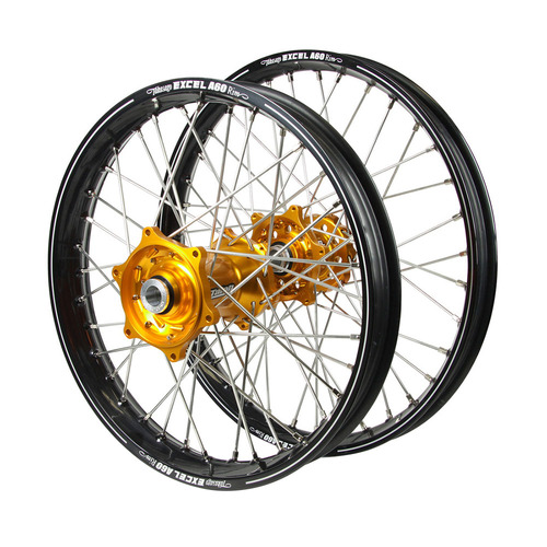 Suzuki Talon Gold Hubs / A60 Black Rims Wheel Set RM 125 1992-1995 (21*1.6 / 18*2.15)