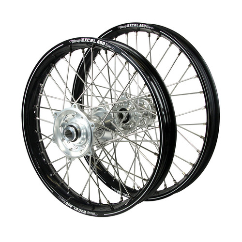 Honda Talon Silver Hubs / A60 Black Rims Wheel Set CR 125 R 1995-1999 (21*1.6 / 19*1.85 OE)