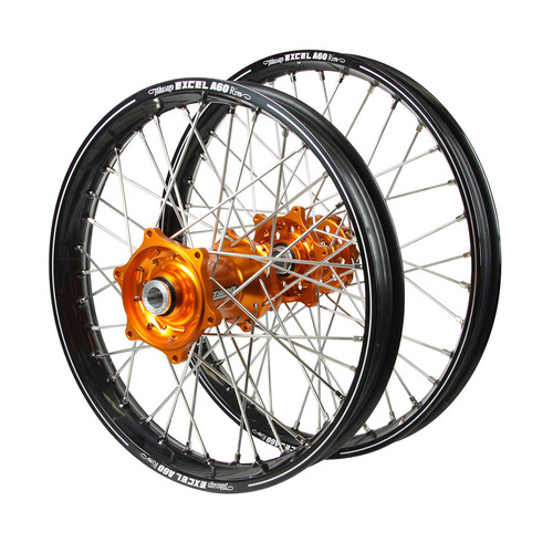 KTM Talon Orange Hubs / A60 Black Rims Wheel Set