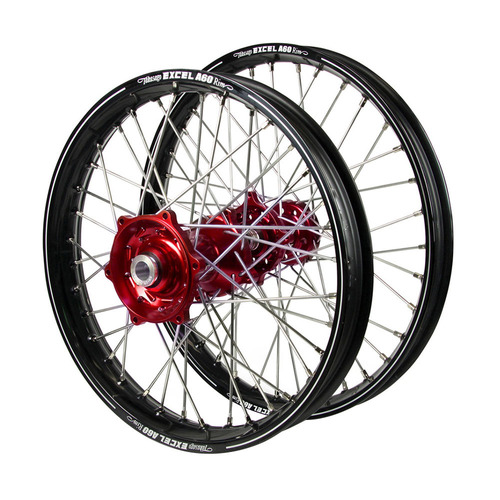 Husqvarna Talon Red Hubs / A60 Black Rims Wheel Set TC 450 2006-2010 (21*1.6 / 18*2.15)