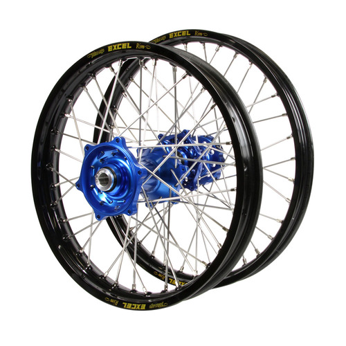 Suzuki Talon Blue Hubs / Excel Junior Black Rims Wheel Set
