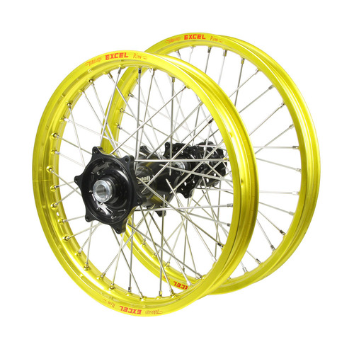 Suzuki Talon Black Hubs / Excel Junior Yellow Rims Wheel Set