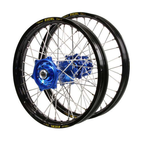 Yamaha Talon Blue Hubs / Excel Black Rims Wheel Set YZ 125 1998-2001 (21*1.6 / 19*2.15)