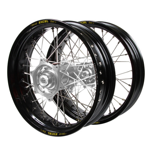 Honda Talon Silver Hubs / Excel Black Rims Supermotard Wheel Set