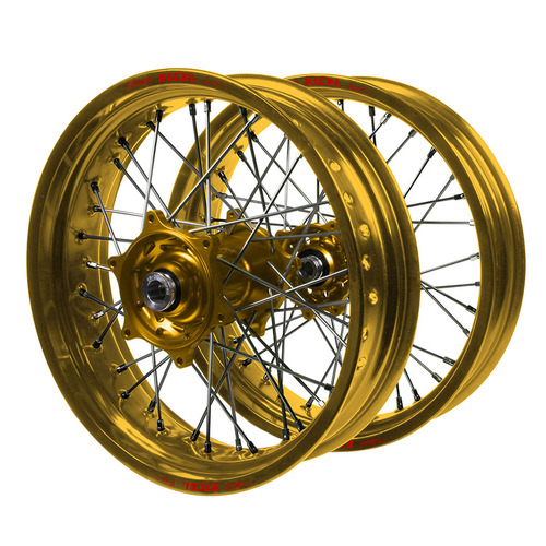 Suzuki Talon Gold Hubs / Excel Gold Rims Supermotard Wheel Set