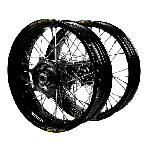 Suzuki Talon Black Hubs / Excel Black Rims Supermotard Wheel Set