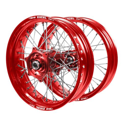 Suzuki Talon Red Hubs / Excel Red Rims Supermotard Wheel Set DR-Z 400 E 2000-2024 (17*3.50 / 17*4.25)
