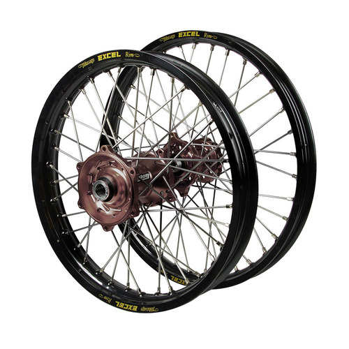Suzuki Talon Magnesium Hubs / Excel Black Rims Wheel Set RM 125 2001-2008 (21*1.6 / 18*2.15)