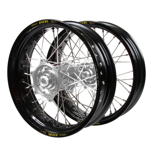 KTM Talon Silver Hubs / Excel Black Rims Supermotard Wheel Set