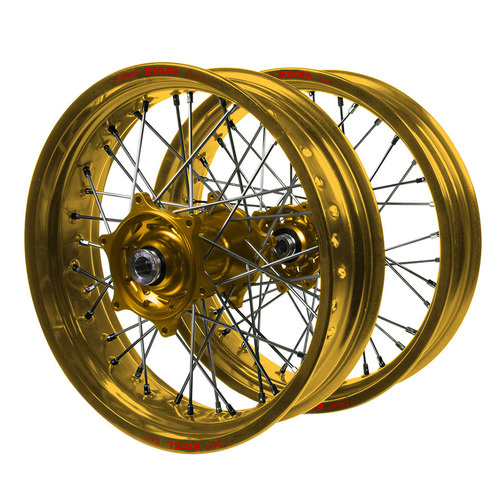 Honda CRF 450 RL 2019-2024 (17*3.50 / 17*4.25) Talon Gold Hubs / Excel Gold Rims Supermotard Wheel Set